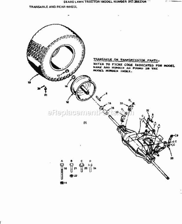 Page E Diagram and Parts List for 9172552704  Craftsman Lawn Tractor