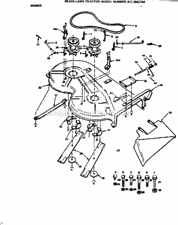 Page H Diagram and Parts List for 9172552704  Craftsman Lawn Tractor