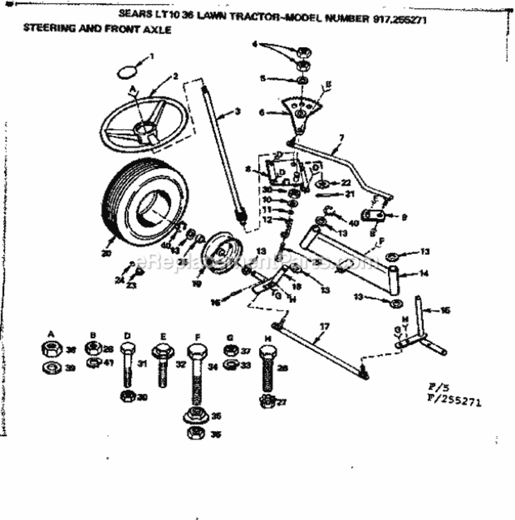 Page F Diagram and Parts List for 917255271  Craftsman Lawn Tractor