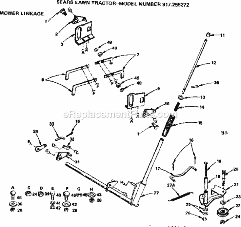 Page H Diagram and Parts List for 917255272  Craftsman Lawn Tractor
