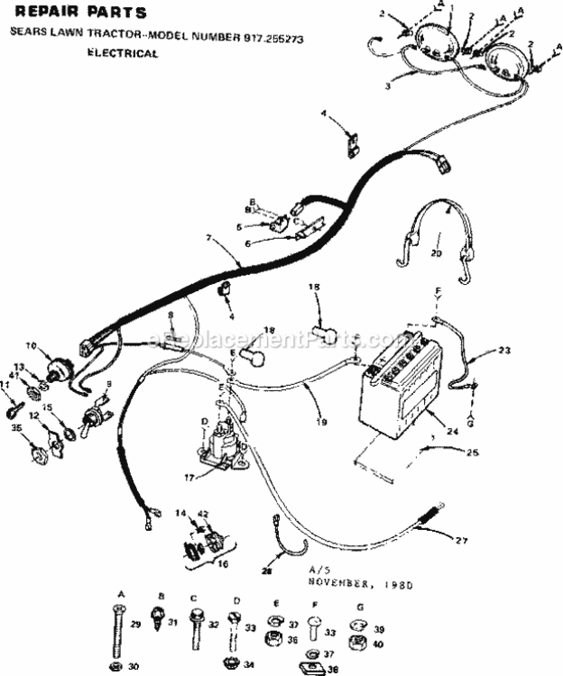 Page A Diagram and Parts List for 917255273  Craftsman Lawn Tractor