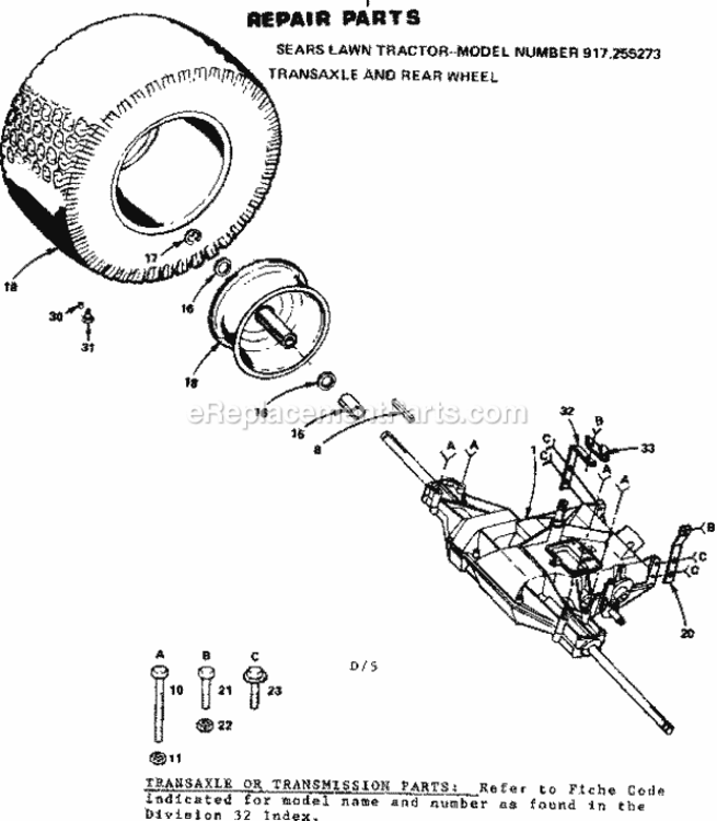 Page D Diagram and Parts List for 917255273  Craftsman Lawn Tractor