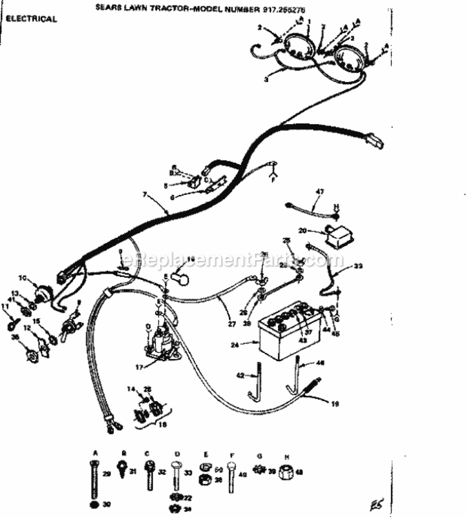 Page E Diagram and Parts List for 917255275  Craftsman Lawn Tractor
