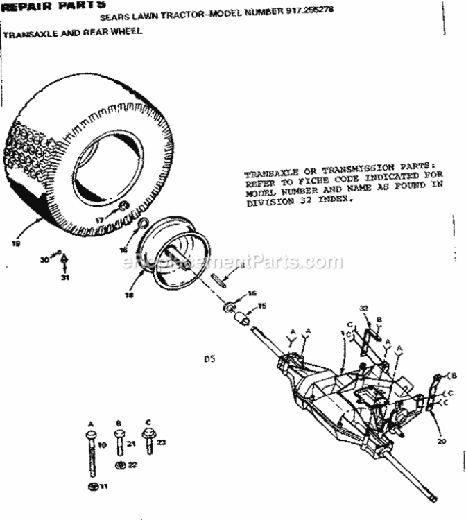 Page D Diagram and Parts List for 917255278  Craftsman Lawn Tractor