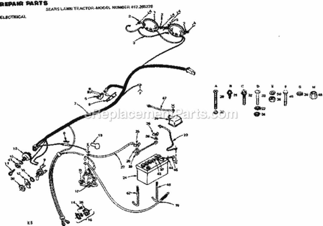 Page E Diagram and Parts List for 917255278  Craftsman Lawn Tractor