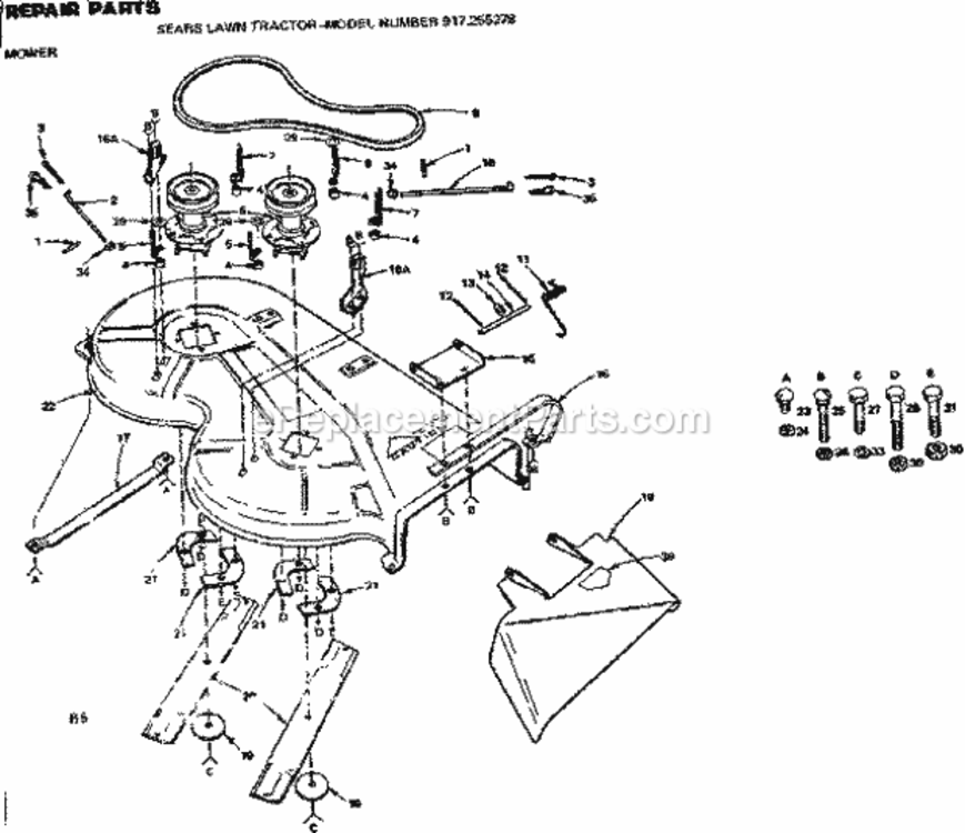 Page H Diagram and Parts List for 917255278  Craftsman Lawn Tractor