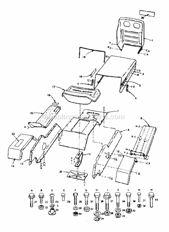 Page C Diagram and Parts List for 917255279  Craftsman Lawn Tractor