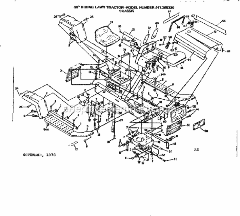 Page A Diagram and Parts List for 917255330  Craftsman Lawn Tractor
