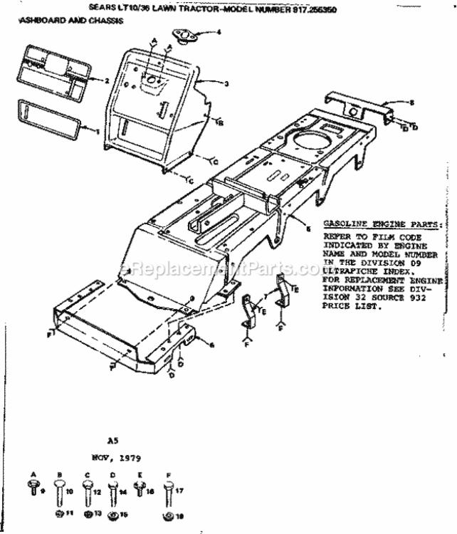 Page A Diagram and Parts List for 917255350  Craftsman Lawn Tractor