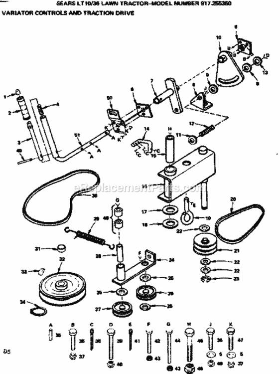 Page D Diagram and Parts List for 917255350  Craftsman Lawn Tractor