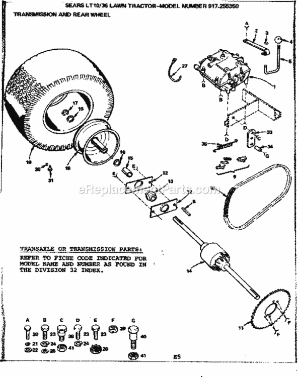 Page E Diagram and Parts List for 917255350  Craftsman Lawn Tractor