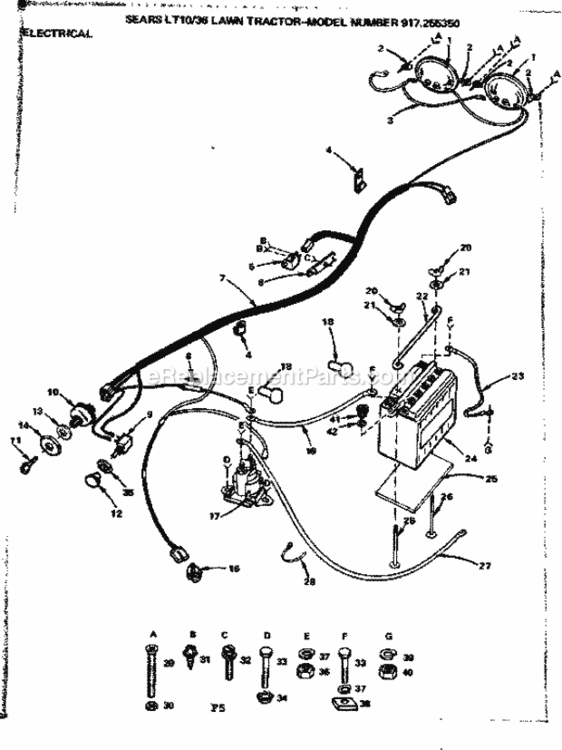 Page F Diagram and Parts List for 917255350  Craftsman Lawn Tractor