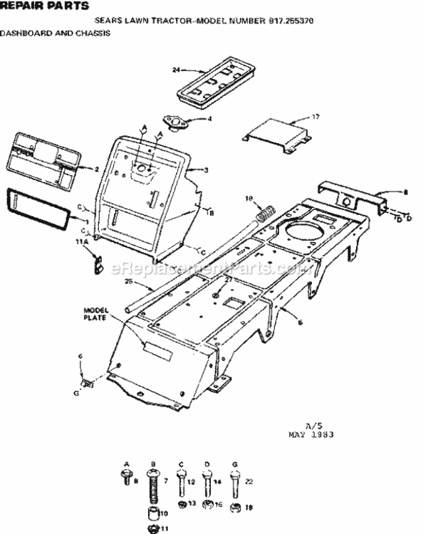 Page A Diagram and Parts List for 917255370  Craftsman Lawn Tractor