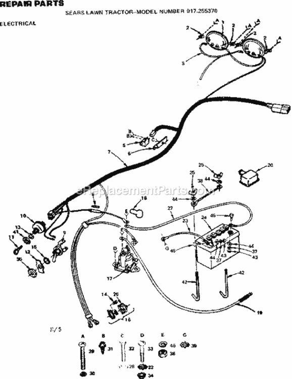 Page E Diagram and Parts List for 917255370  Craftsman Lawn Tractor