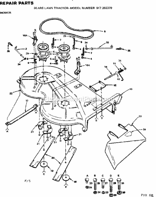 Page F Diagram and Parts List for 917255370  Craftsman Lawn Tractor