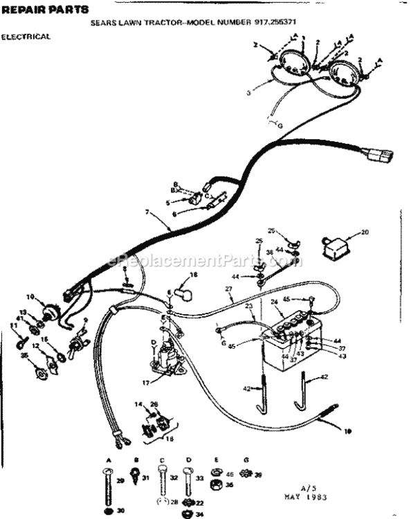 Page A Diagram and Parts List for 917255371  Craftsman Lawn Tractor