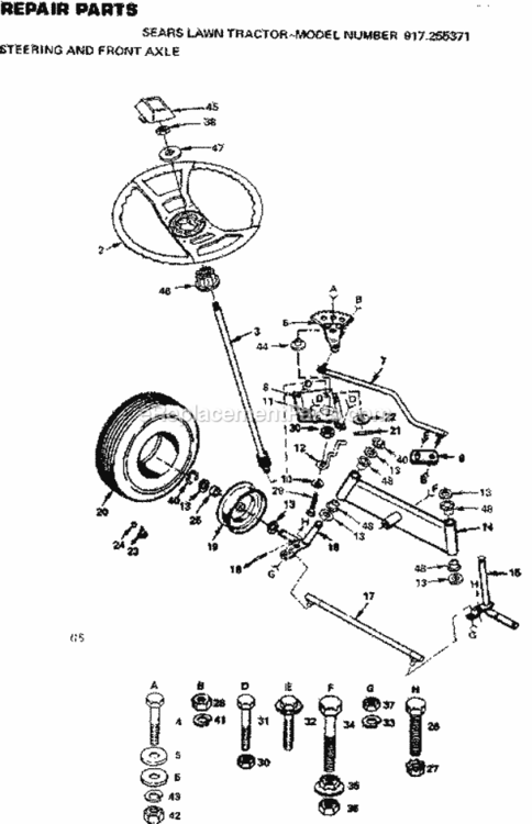 Page G Diagram and Parts List for 917255371  Craftsman Lawn Tractor