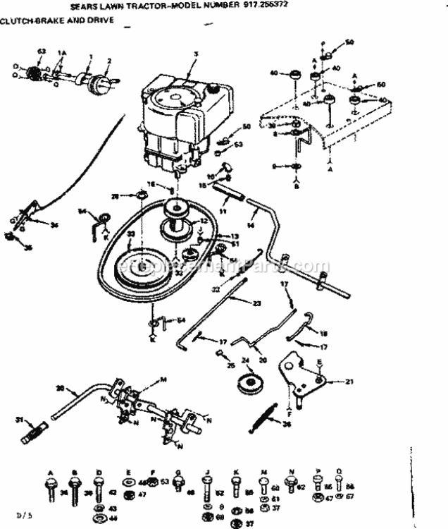 Page D Diagram and Parts List for 917255372  Craftsman Lawn Tractor