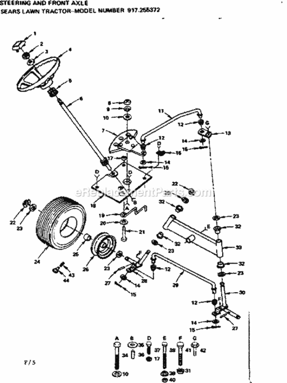 Page F Diagram and Parts List for 917255372  Craftsman Lawn Tractor
