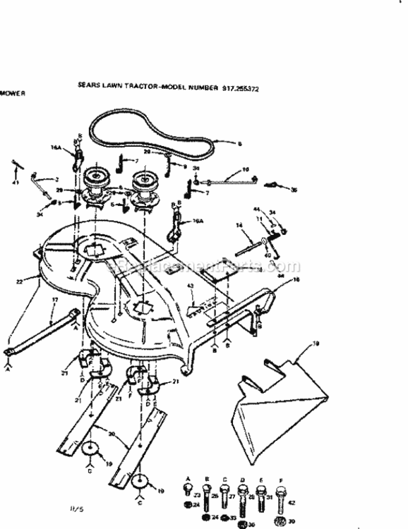 Page H Diagram and Parts List for 917255372  Craftsman Lawn Tractor