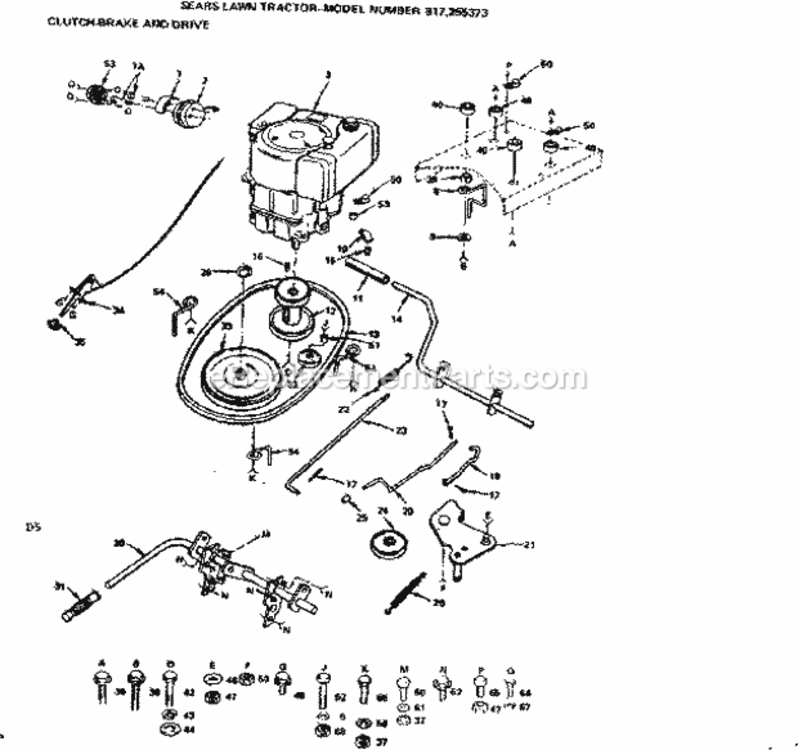 Page D Diagram and Parts List for 917255373  Craftsman Lawn Tractor