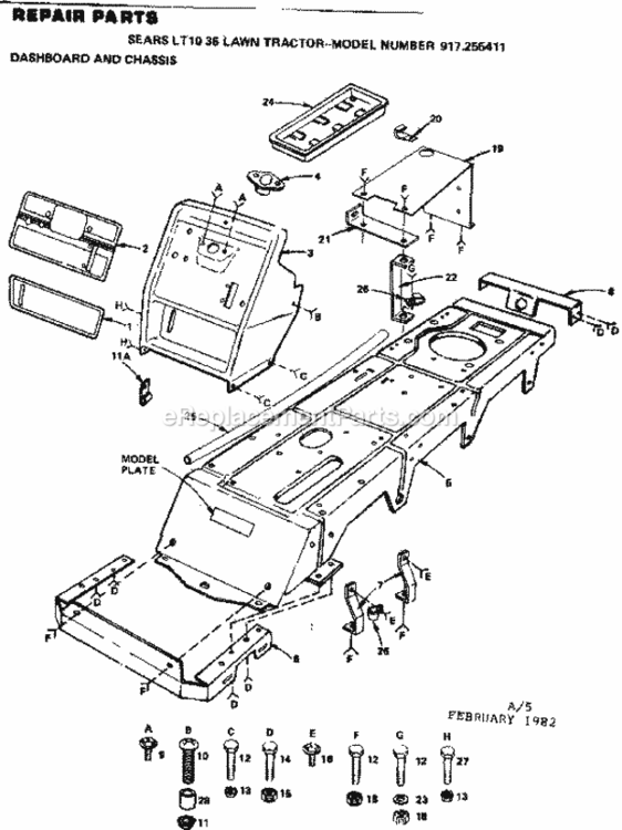 Page A Diagram and Parts List for 917255411  Craftsman Lawn Tractor