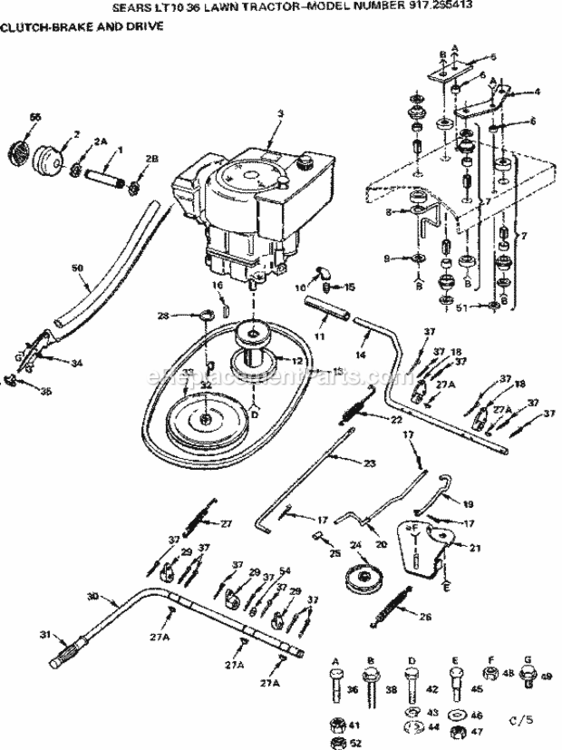 Page C Diagram and Parts List for 917255413  Craftsman Lawn Tractor