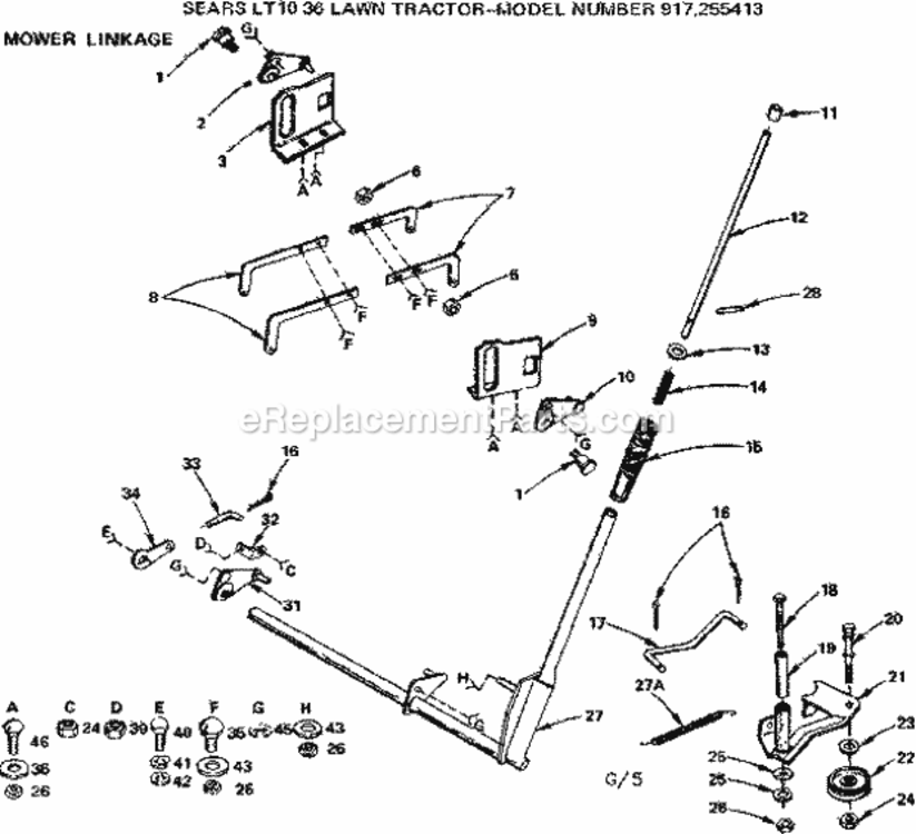 Page G Diagram and Parts List for 917255413  Craftsman Lawn Tractor