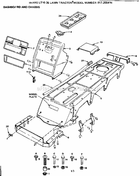 Page B Diagram and Parts List for 917255414  Craftsman Lawn Tractor