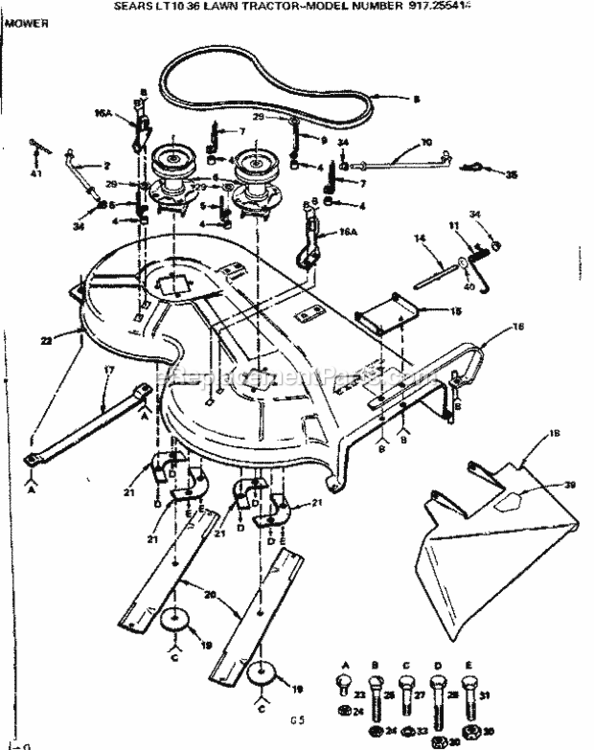 Page G Diagram and Parts List for 917255414  Craftsman Lawn Tractor
