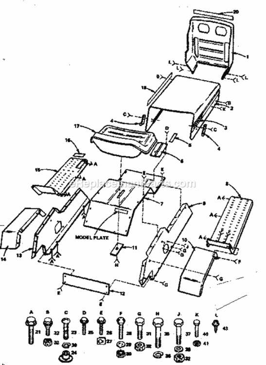 Page C Diagram and Parts List for 917255415  Craftsman Lawn Tractor