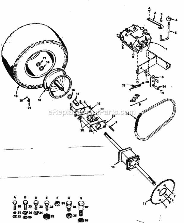 Page E Diagram and Parts List for 917255415  Craftsman Lawn Tractor