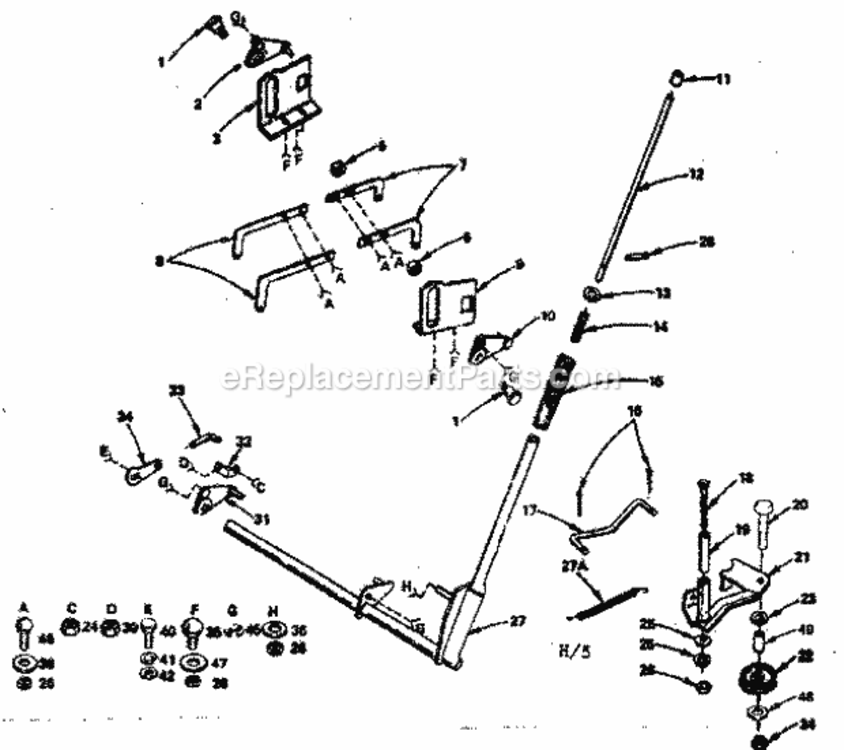 Page H Diagram and Parts List for 917255415  Craftsman Lawn Tractor