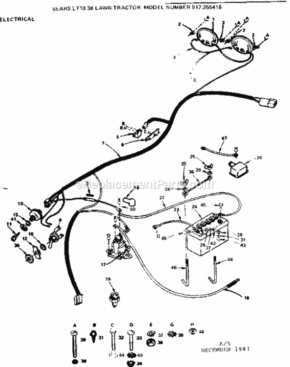 Page A Diagram and Parts List for 917255416  Craftsman Lawn Tractor