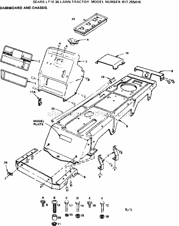 Page B Diagram and Parts List for 917255416  Craftsman Lawn Tractor
