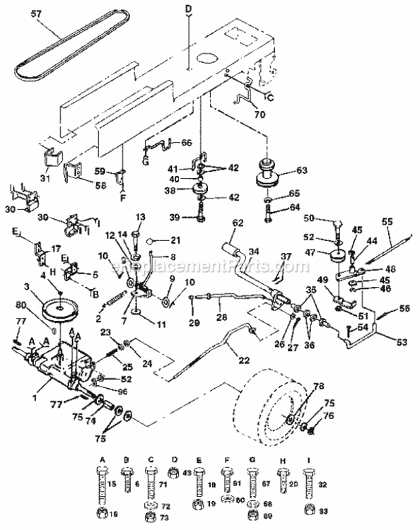 Page C Diagram and Parts List for 917255420  Craftsman Lawn Tractor