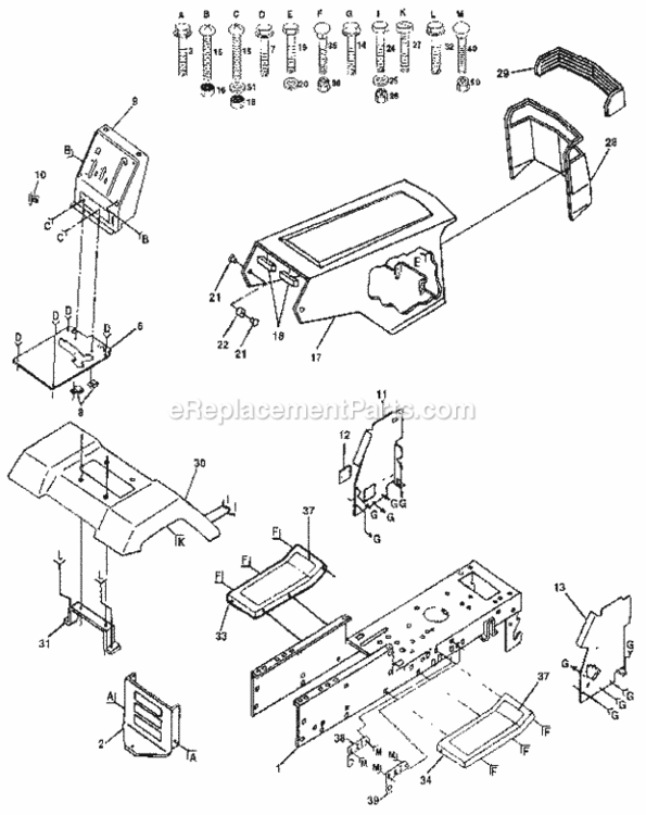 Page B Diagram and Parts List for 917255430  Craftsman Lawn Tractor