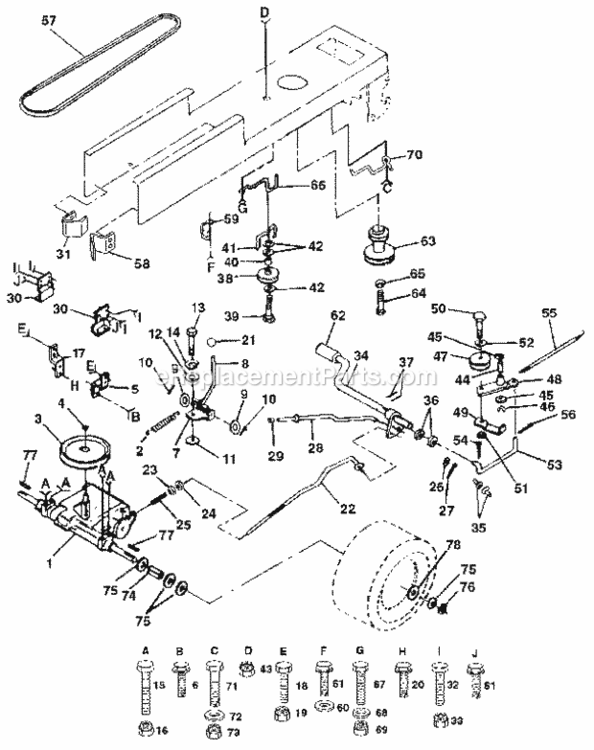 Page C Diagram and Parts List for 917255430  Craftsman Lawn Tractor