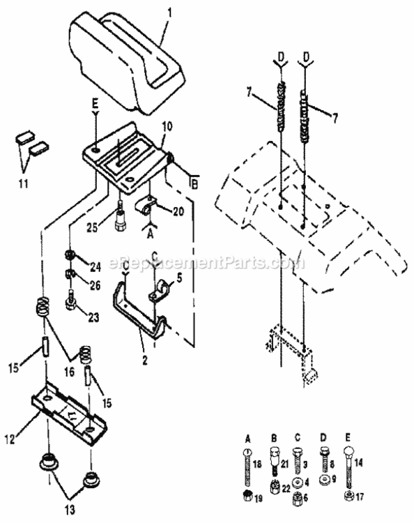 Page E Diagram and Parts List for 917255430  Craftsman Lawn Tractor