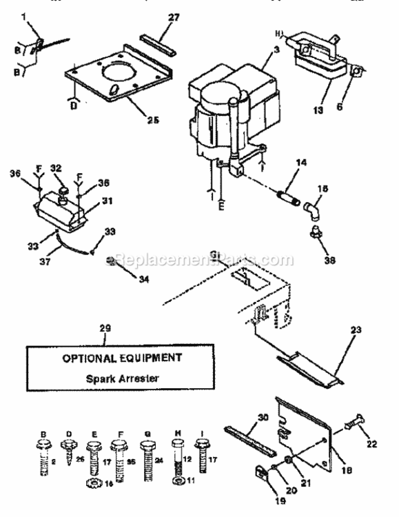 Page H Diagram and Parts List for 917255441  Craftsman Lawn Tractor