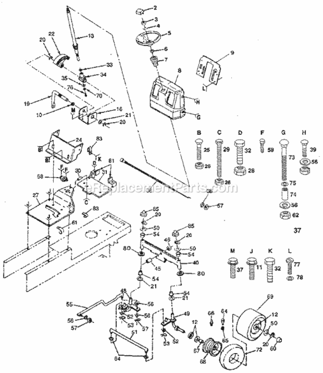 Page D Diagram and Parts List for 917255540  Craftsman Lawn Tractor