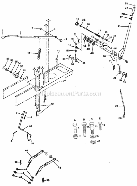 Page E Diagram and Parts List for 917255540  Craftsman Lawn Tractor