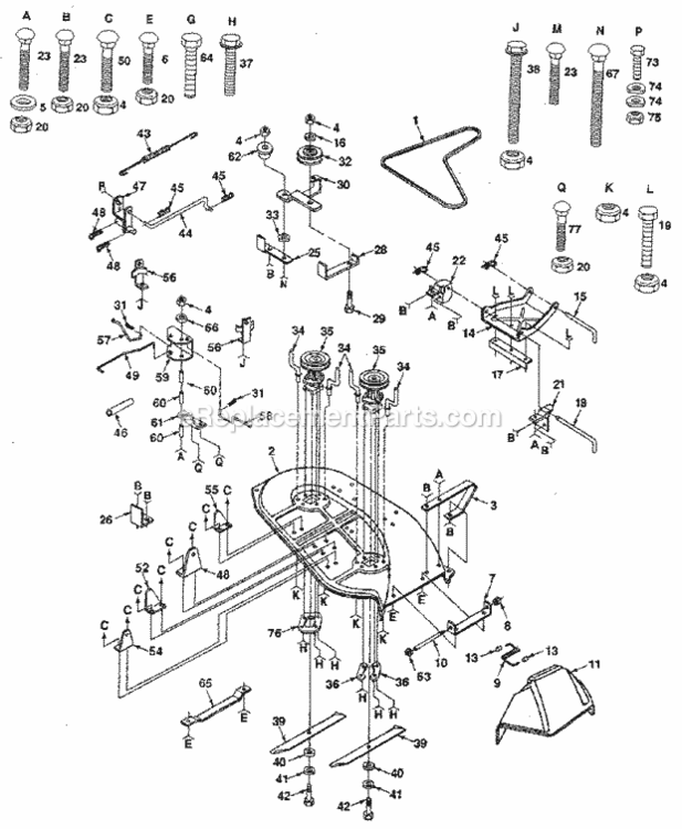 Page F Diagram and Parts List for 917255540  Craftsman Lawn Tractor