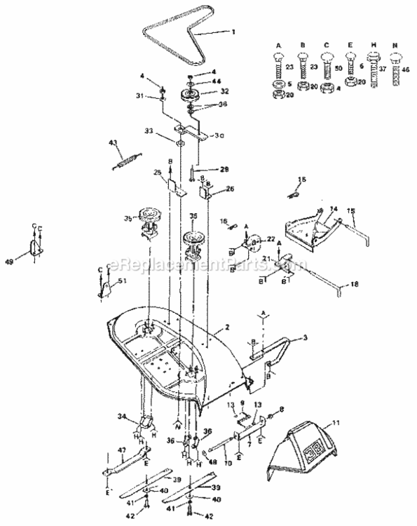 Page F Diagram and Parts List for 917255551  Craftsman Lawn Tractor