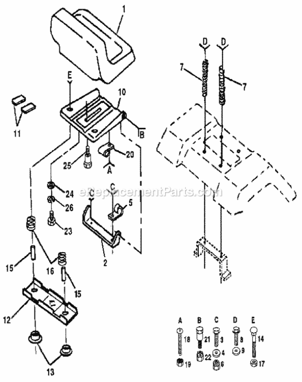 Page E Diagram and Parts List for 917255561  Craftsman Lawn Tractor