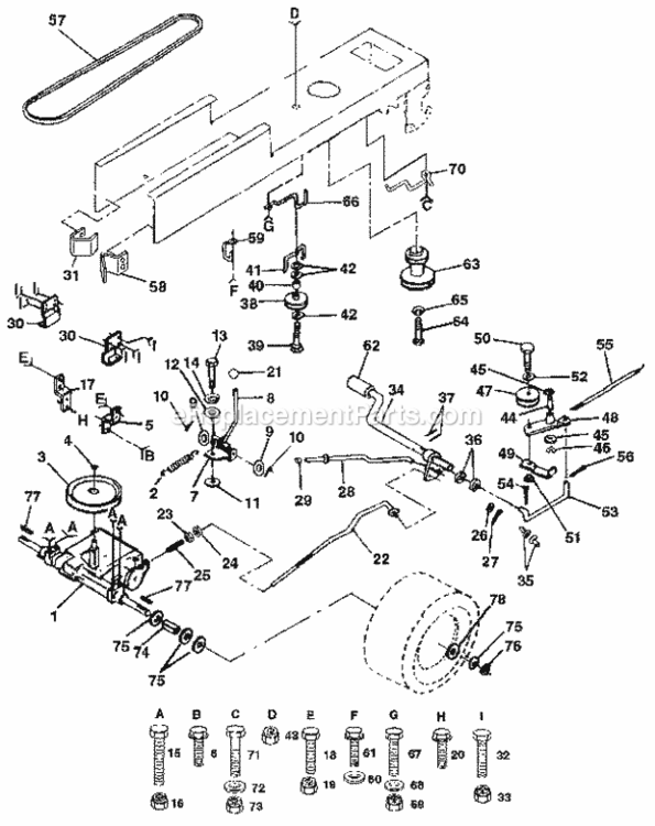 Page C Diagram and Parts List for 917255571  Craftsman Lawn Tractor