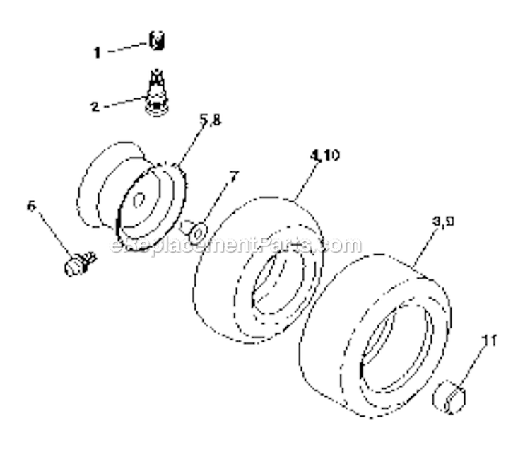 Wheels  Tires Diagram and Parts List for 917255581  Craftsman Lawn Tractor