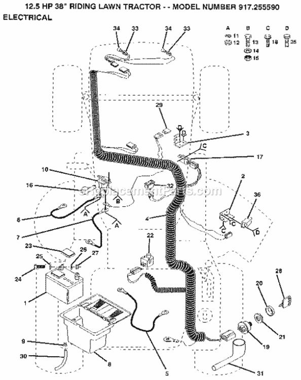 Page C Diagram and Parts List for 917255590  Craftsman Lawn Tractor