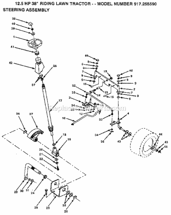 Page F Diagram and Parts List for 917255590  Craftsman Lawn Tractor