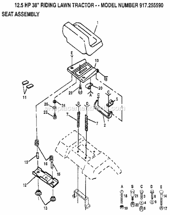 Page I Diagram and Parts List for 917255590  Craftsman Lawn Tractor